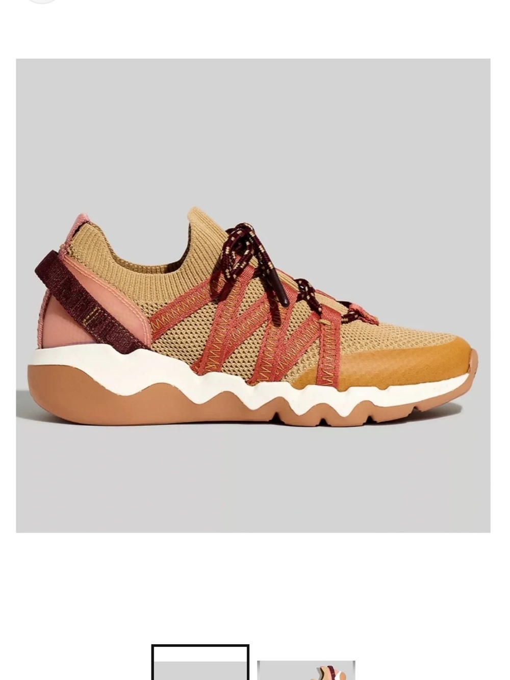 Madewell Field Knit Lightweight Women’s Sneaker in Tan & Pink